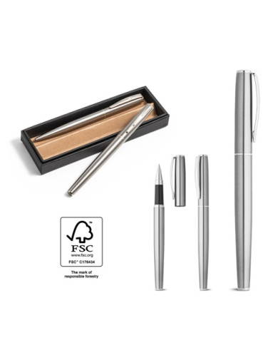 ELLA set, stainless steel pen and rollerball | 2M Numérique