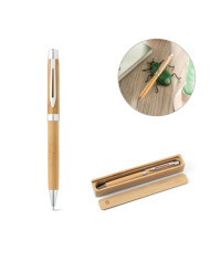 BAHIA II. Stylo à bille en bambou avec clip et mécanisme twist