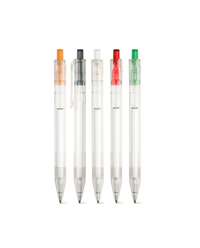 HARLAN. Stylo en rPET avec bouton coloré