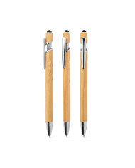 NEIL BAMBOO. Stylo à bille en bambou avec détails en aluminium chromé