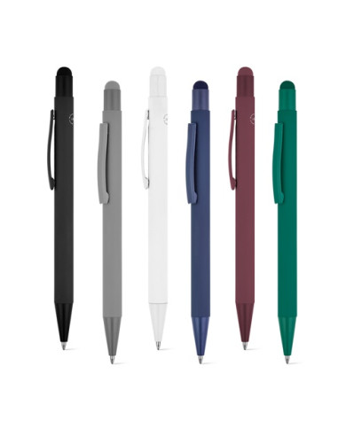 CLINT TOUCH. Stylo à bille au design moderne, fabriqué à partir d'aluminium recyclé (100% rAL), avec une finition en caoutchouc