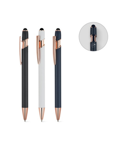 NEIL ROSE. Stylo à bille en aluminium recyclé (100% rAL), avec une finition mate et une encre bleue