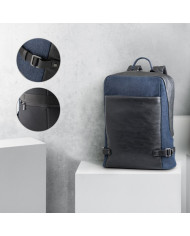 DIVERGENT BACKPACK I. Sac à dos pour ordinateur portable jusqu'à 15.6" en denim et PU