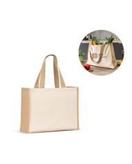 HELSINQUE. Sac en toile (320 g/m²), avec fond et côtés en jute laminé (350 g/m²) dans des tons naturels
