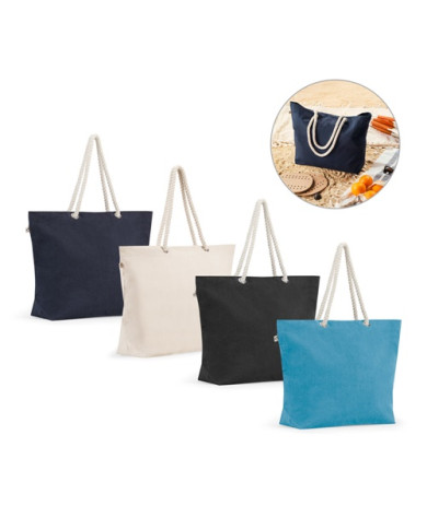 ATHENS. Sac de plage en coton recyclé (70 %) et polyester recyclé (30 %) (220 g/m²)