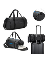 OSASCO SPORT. Sac de sport cylindrique en polyester recyclé haute densité 600D avec compartiment latéral pour les chaussures