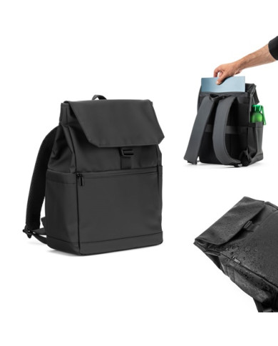 AZORES BAG. Sac à dos pour ordinateur portable (16") en PU, avec rabat recouvrant tous les compartiments