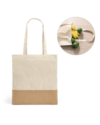 MERCAT cotton bag 160 g with jute-look details | 2M Numérique
