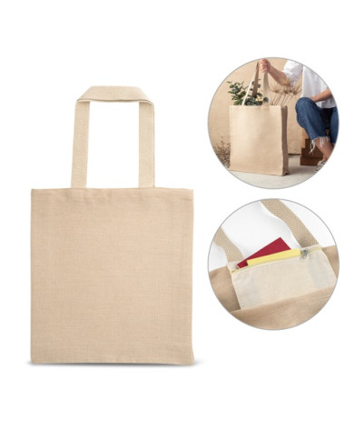 PADOVA. Sac à dos en juco (275 g/m²) 100% coton (120 g/m²) avec poche intérieure