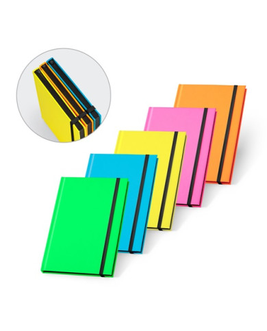 Cuaderno WATTERS A5 de PU flúor con cantos negros | 2M Numérique