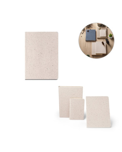 ORGANIC SEMI-RIGID. Bloc-notes A5 avec couverture semi-rigide en matière organique d'éléphant (80%)