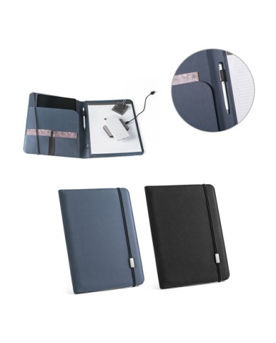 EMERGE FOLDER II. Porte documents A4 en 300D polyester recyclé (100% rPET) avec fermeture élastique