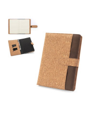 FIELDING. Classeur A5 en liège et polyester recyclé (100 % rPET) avec bloc-notes amovible