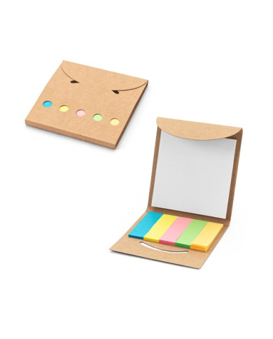 AINSLEY. Set de bureau 2 en 1, fabriqué à partir de papier 100 % recyclé, avec 6 blocs-notes autocollants
