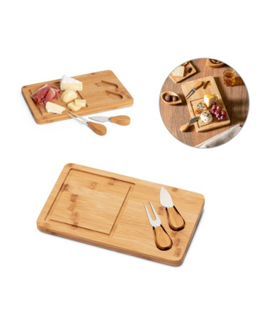 Tabla de quesos WOODS de bambú con 2 utensilios | 2M Numérique