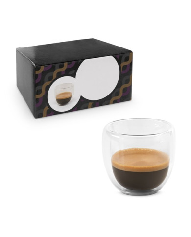 EXPRESSO. Set à café en verre borosilicaté avec 2 verres