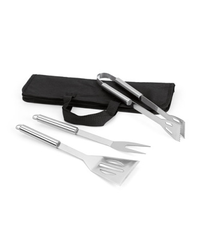 SOARES. Set de barbecue de 3 pièces en acier inoxydable