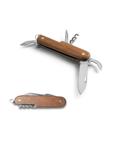BELPIANO. Couteau de poche multifonction en acier inoxydable et bois