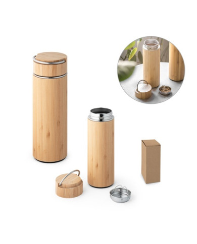 Termo SOW de 440 ml en bambú y acero inoxidable | 2M Numérique