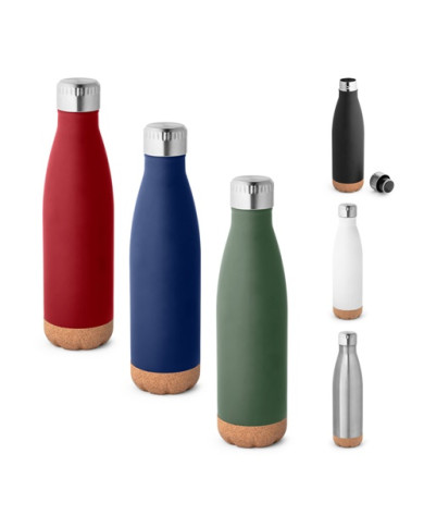 SOLBERG flask 560 ml, steel with cork base | 2M Numérique