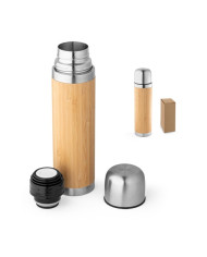 CEYLON. Thermos 450mL en bambou et acier inox