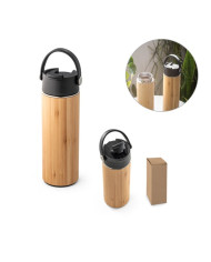 LAVER. Bouteille thermos 440mL en bambou, acier inox et PP