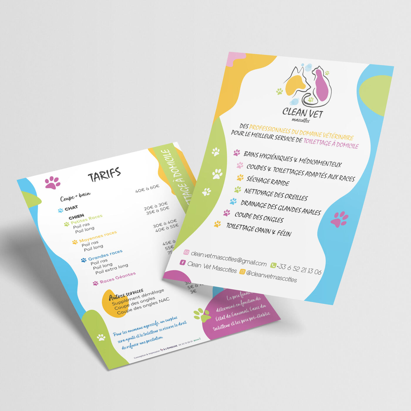 Des supports de communication colorés pour un Service de Toilettage Itinérant