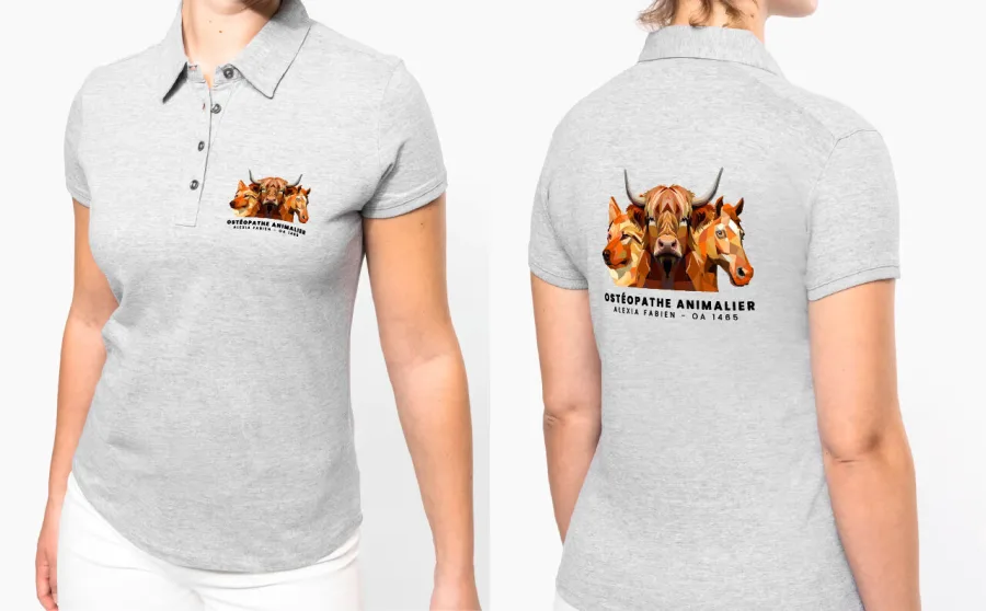 Flocado textil para una osteópata animal: polos y abrigo resistentes y elegantes 2