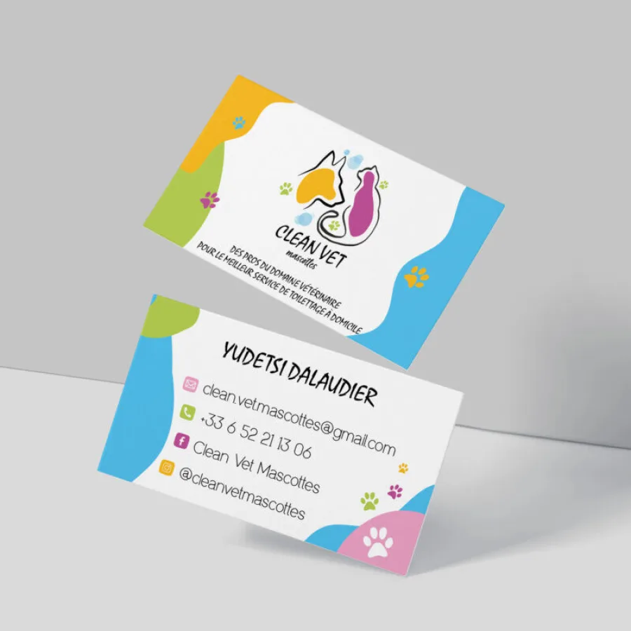 Soportes de comunicación coloridos para un servicio de peluquería canina itinerante