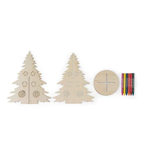 PINERY. Arbre de Noël en bois pliable à colorier