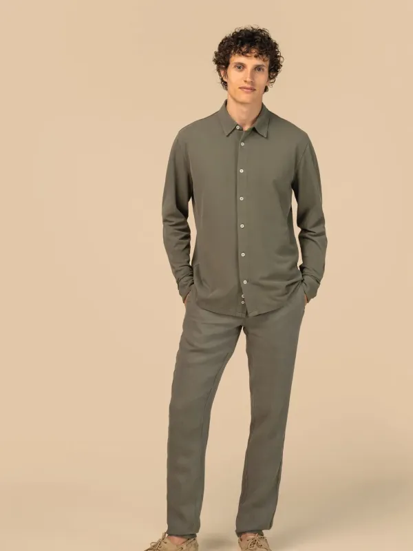 Chemise écoresponsable délavée en maille piquée homme