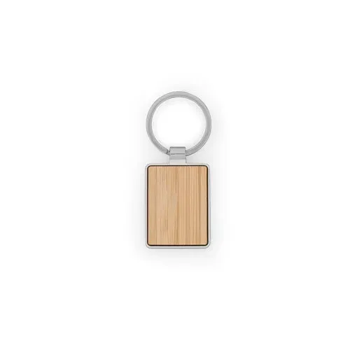 GASTON RECTANGULAR. Porte-clés rectangulaire en zinc et bambou