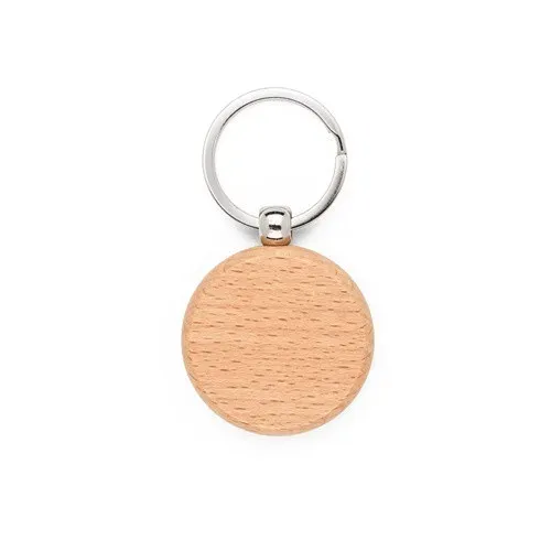 STEWIE ROUND. Porte-clés rond en bois de hêtre