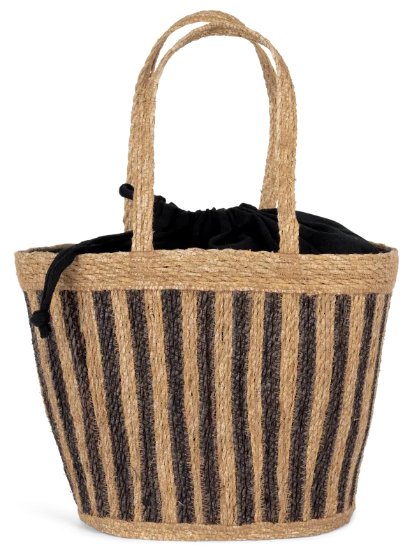 Sac panier rayé en jonc de mer