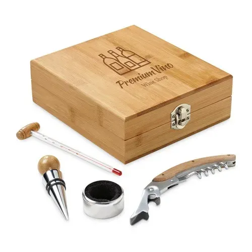CABERNET. Set à vin en bambou, acier inoxydable, verre et ABS