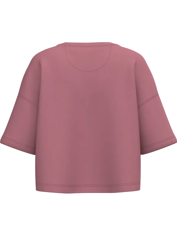 Sweat-shirt crop à manches courtes col rond femme
