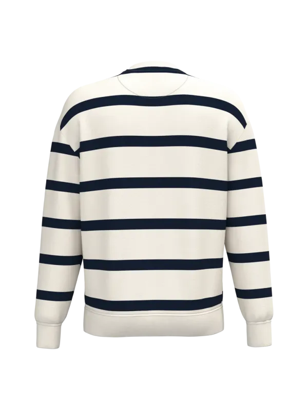 Sudadera sostenible de cuello redondo a rayas y hombros caídos unisex