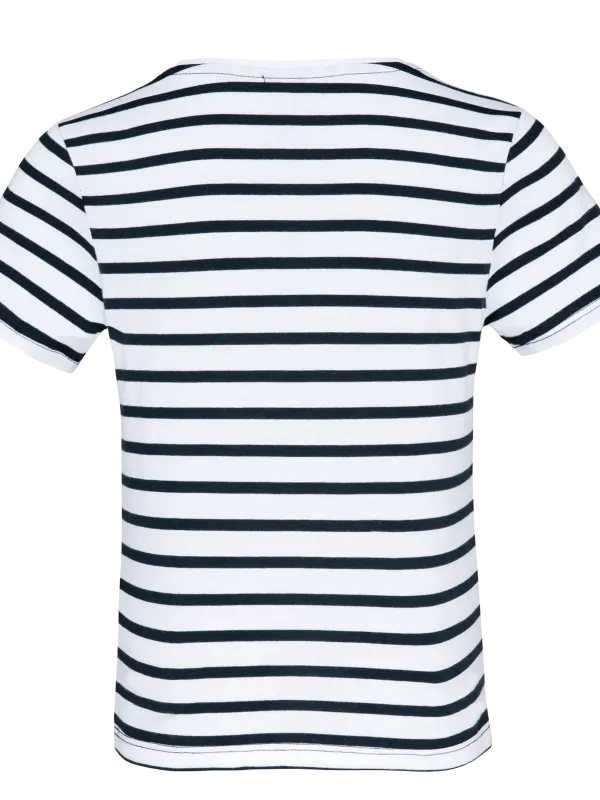 Camiseta de rayas marineras con bolsillo de manga corta infantil
