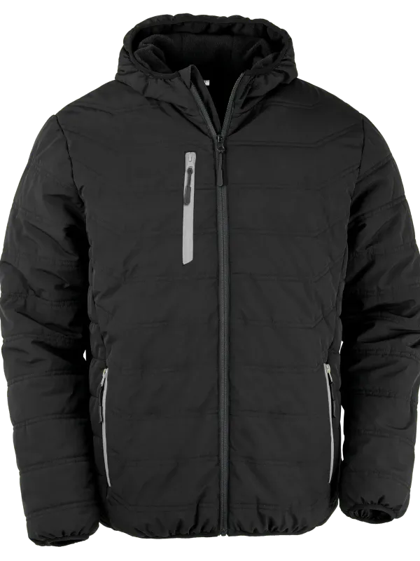 Recycled black compass quilted jacket