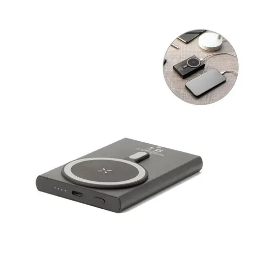 WRIGHT 5. Power bank magnético con carga ultrarrápida en aluminio reciclado y ABS reciclado 5'000 mAh