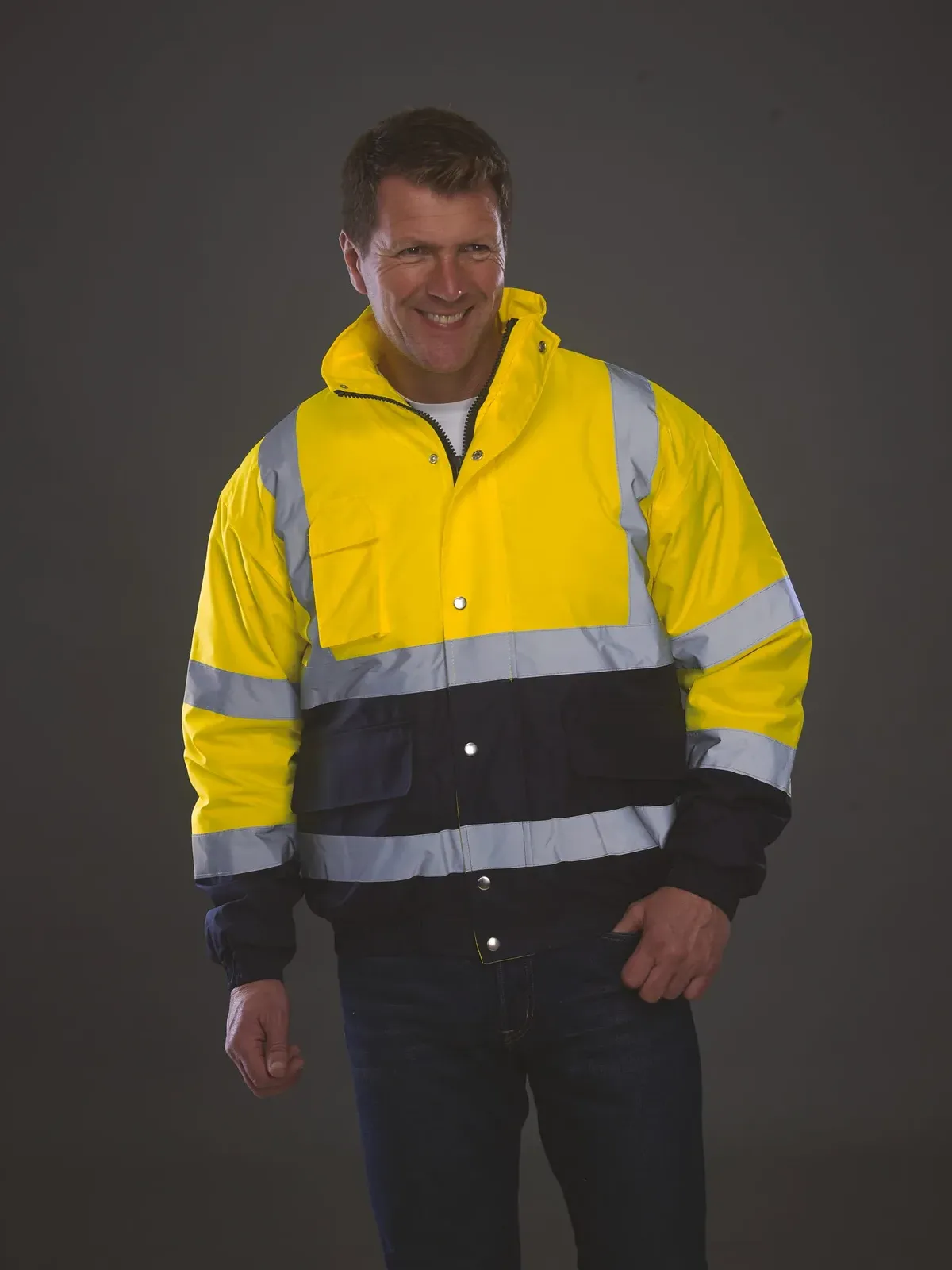 Two-tone hi-vis bomber jacket