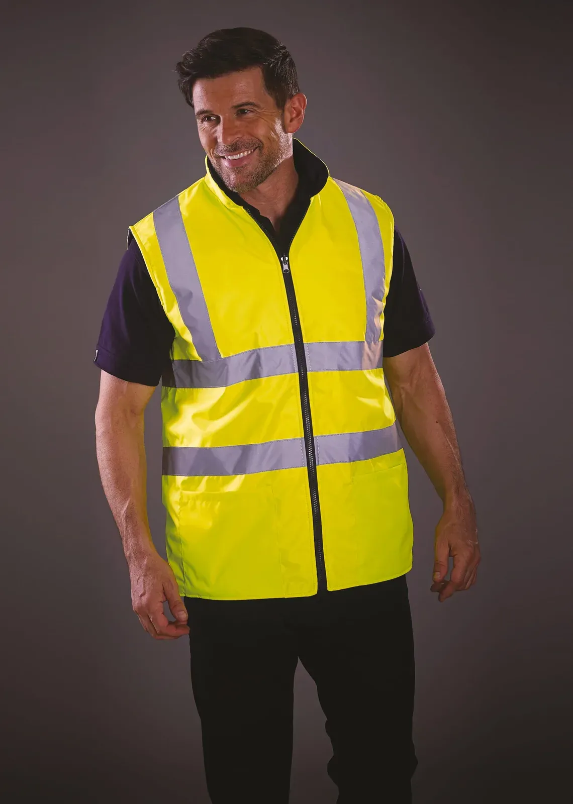 Hi-vis reversible fleece bodywarmer