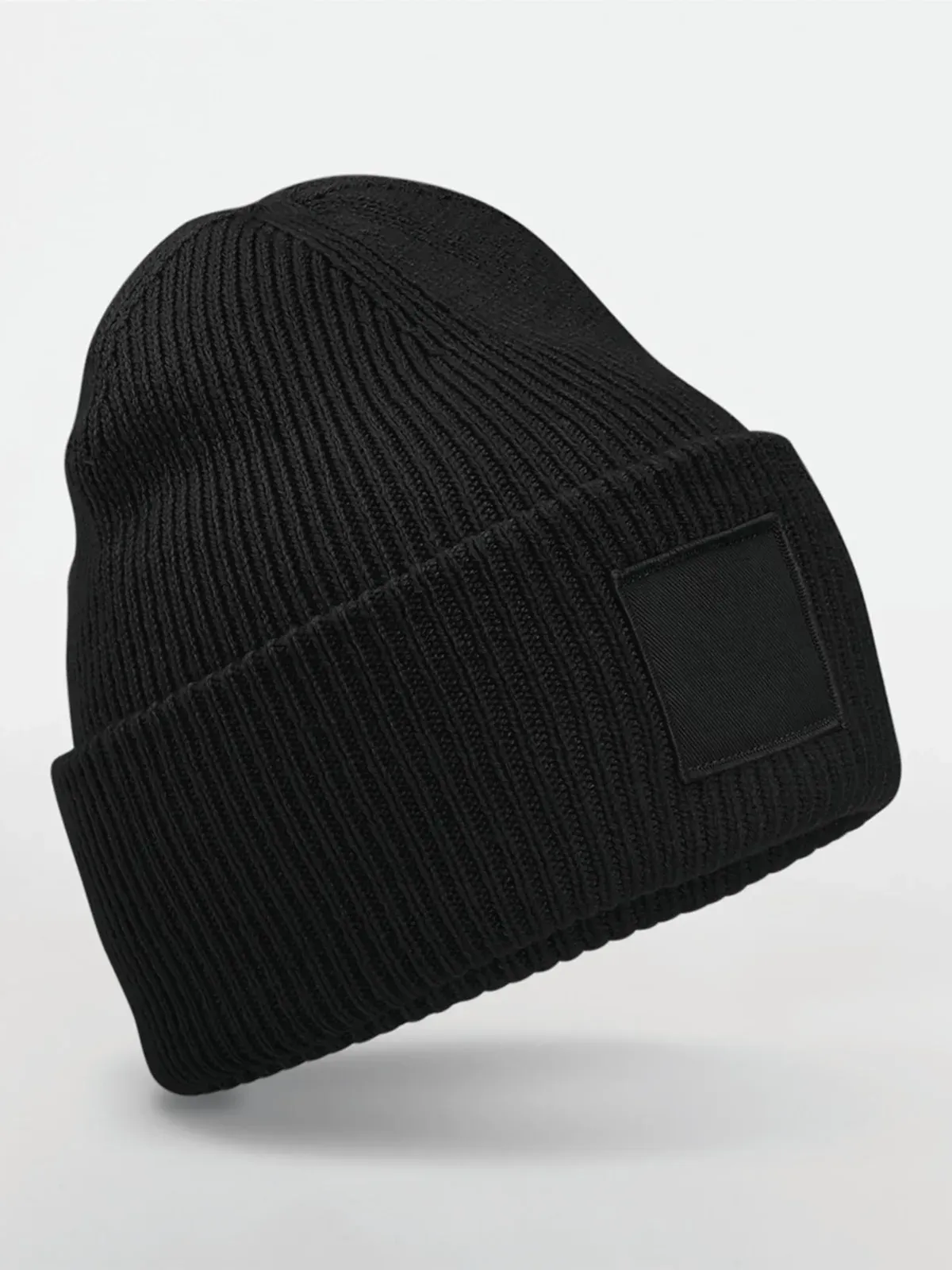 Bonnet à large revers avec patch ton sur ton