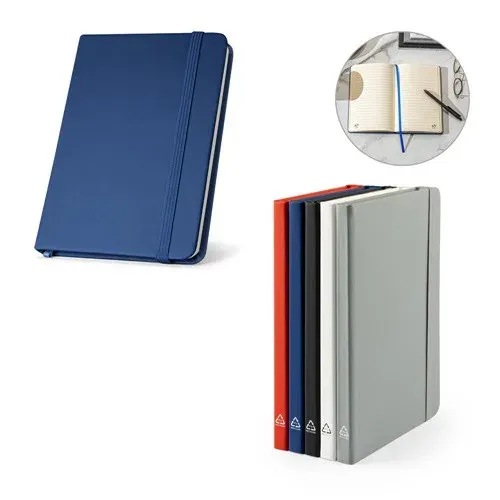 CAMPUS. Cahier A5 à couverture rigide en PU (35% recyclé) avec pages lignées 100% recyclé