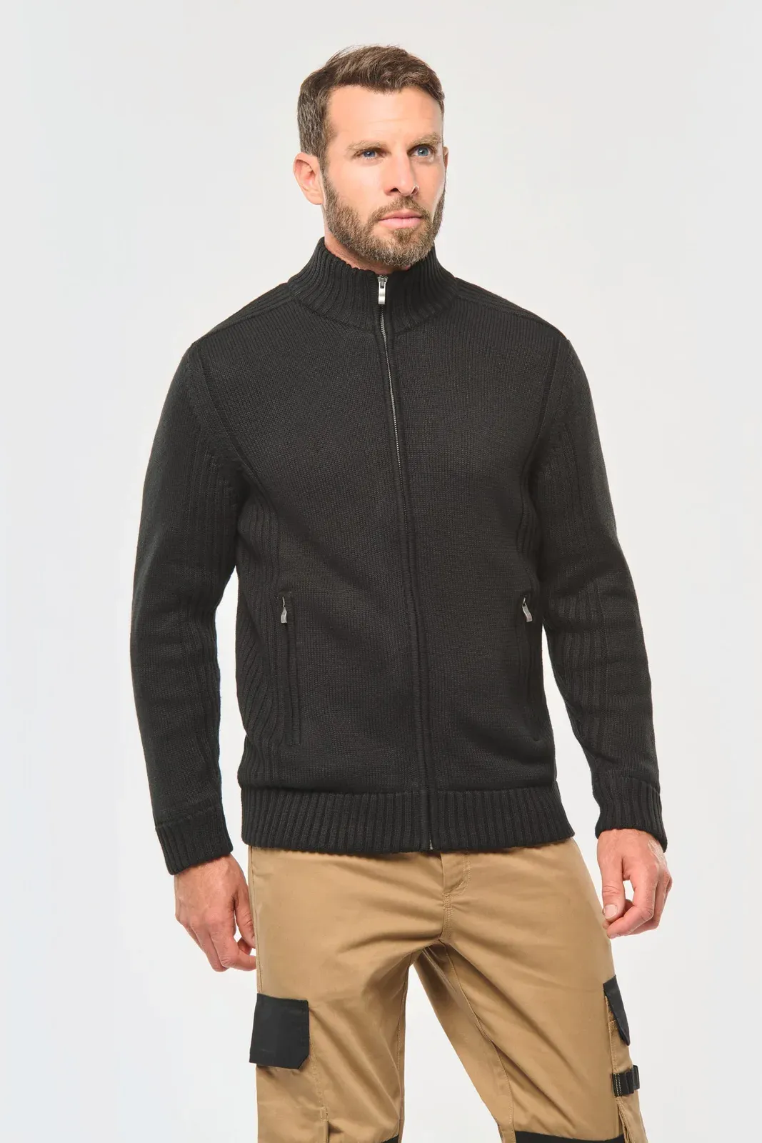 Men's fleece-lined cardigan