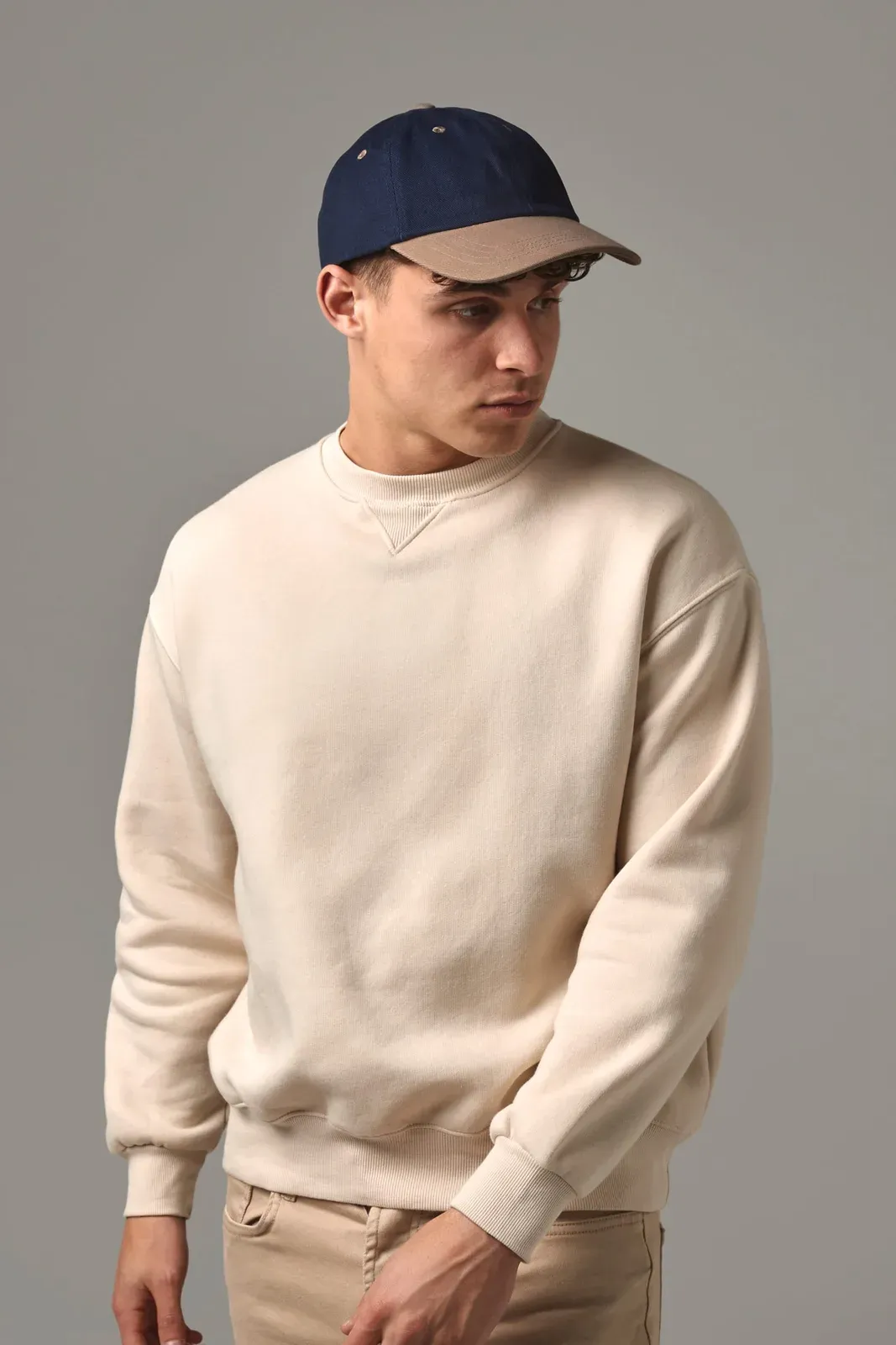 Casquette homme profil bas en coton brossé - 6 panneaux