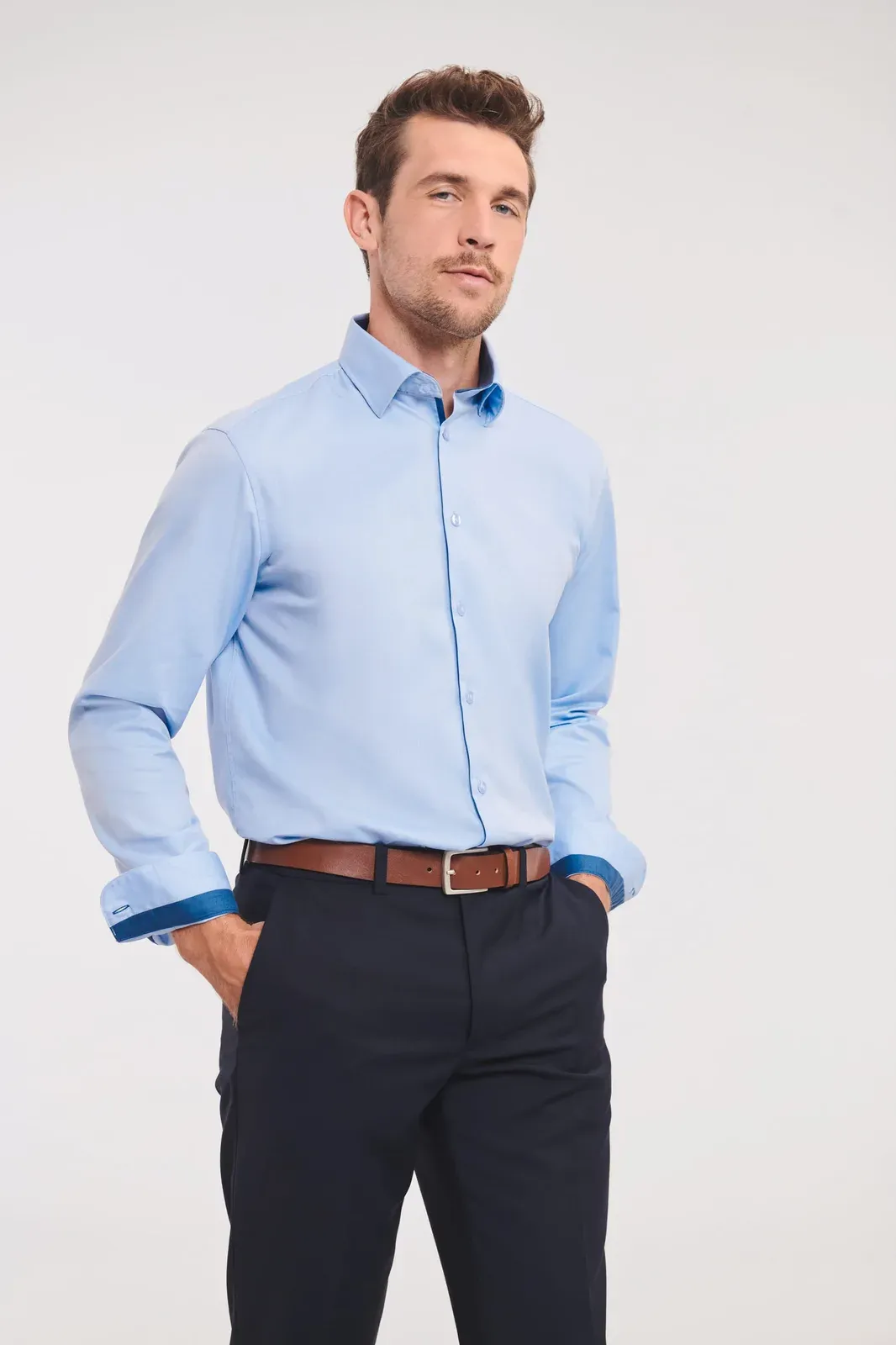 Long-sleeved Herringbone Shirt