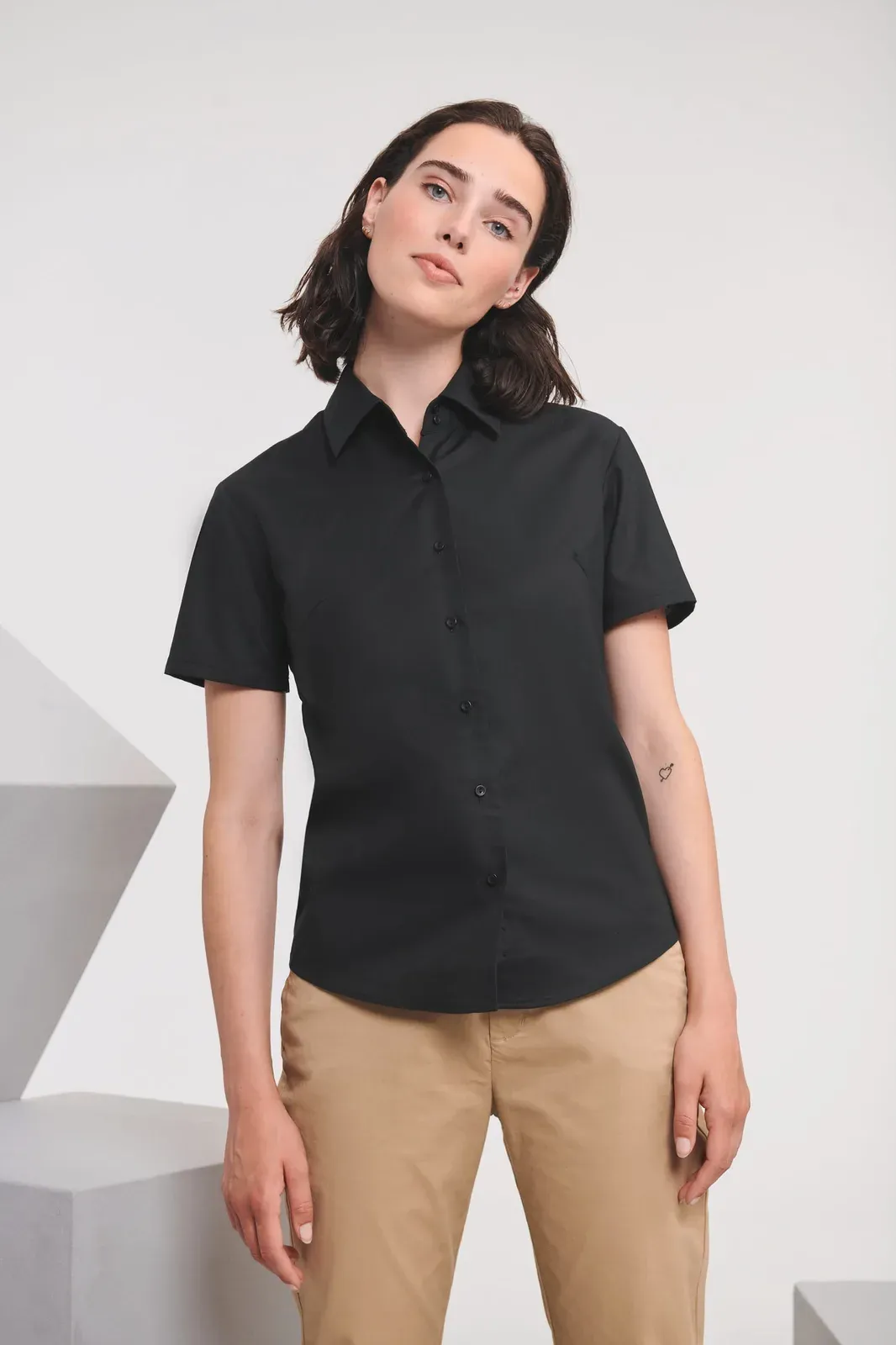Camisa de mujer manga corta Oxford