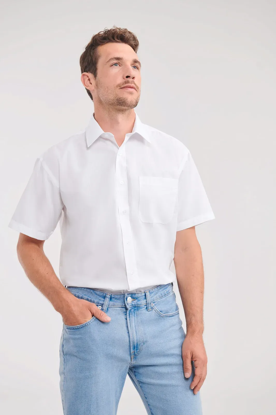 Men's Short-Sleeved Polycotton Poplin Shirt
