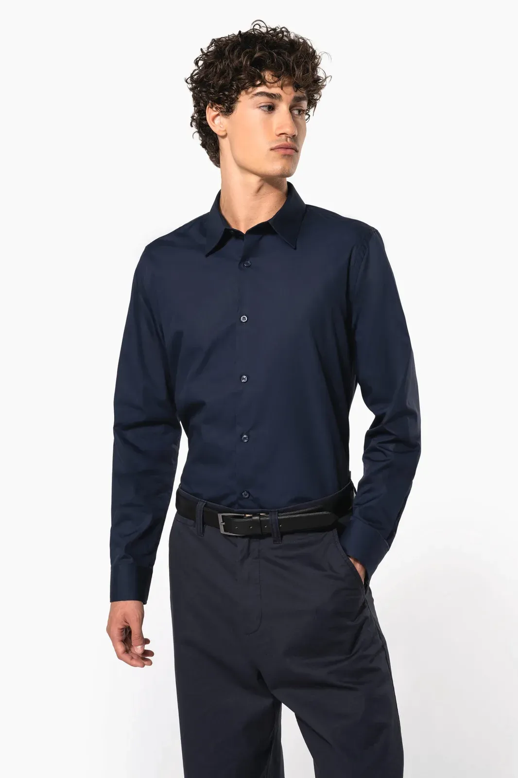 Men’s long-sleeved cotton poplin shirt